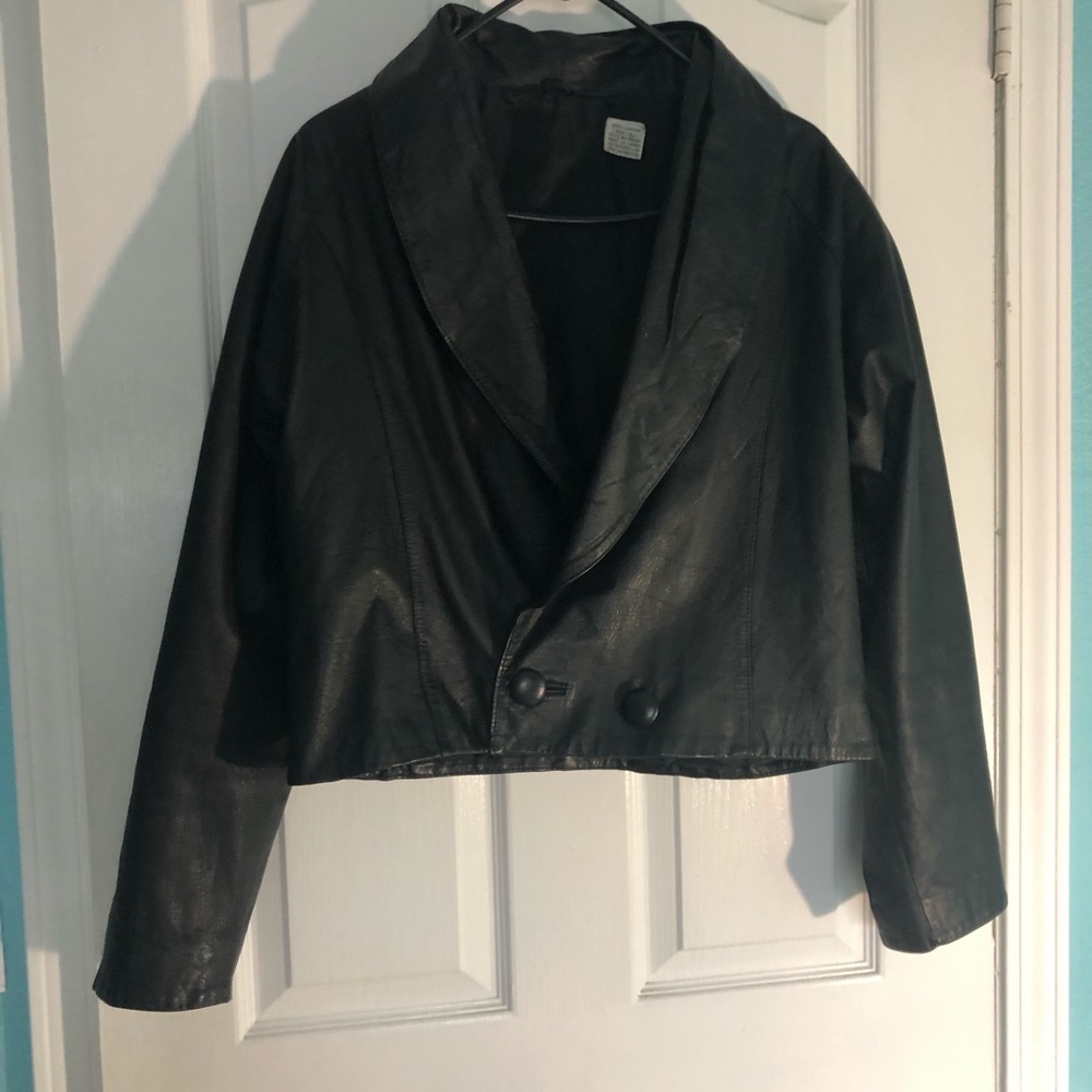 EUC black leather jacket women’s large